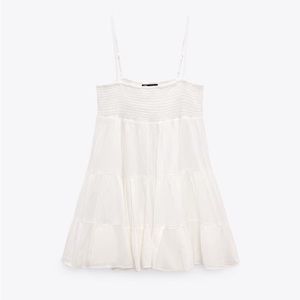 Zara white gauzy mini dress (size small)